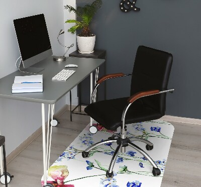 Office chair mat painted flowers