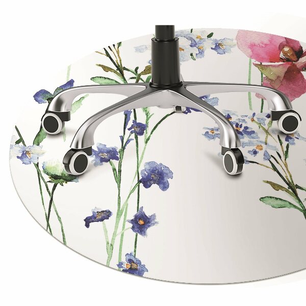 Office chair mat painted flowers
