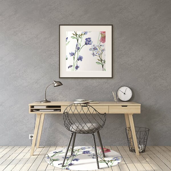 Office chair mat painted flowers