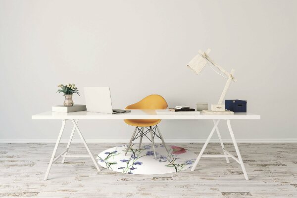 Office chair mat painted flowers