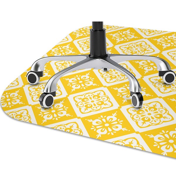 Chair mat floor panels protector Yellow and white pattern