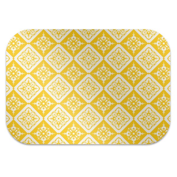 Chair mat floor panels protector Yellow and white pattern
