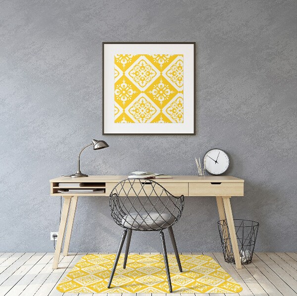Chair mat floor panels protector Yellow and white pattern