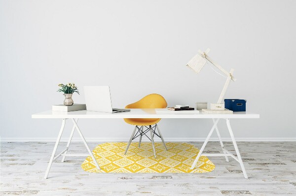 Chair mat floor panels protector Yellow and white pattern