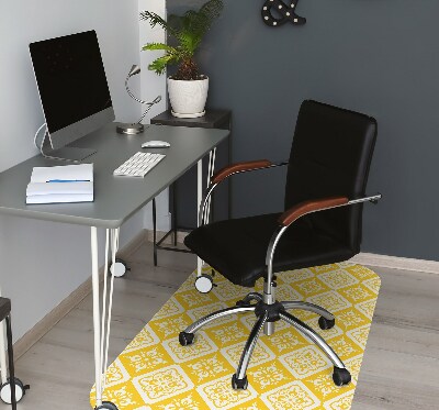 Chair mat floor panels protector Yellow and white pattern