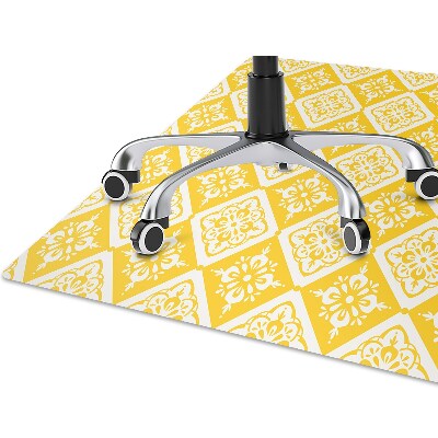Chair mat floor panels protector Yellow and white pattern
