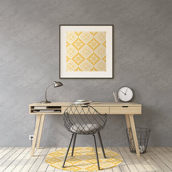 Chair mat floor panels protector Yellow and white pattern