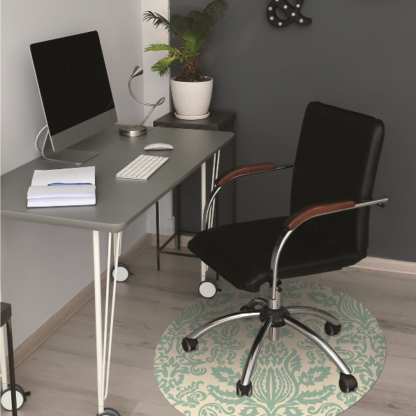 Office chair mat green Damask