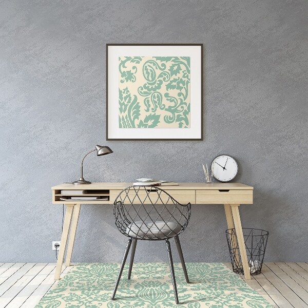 Office chair mat green Damask