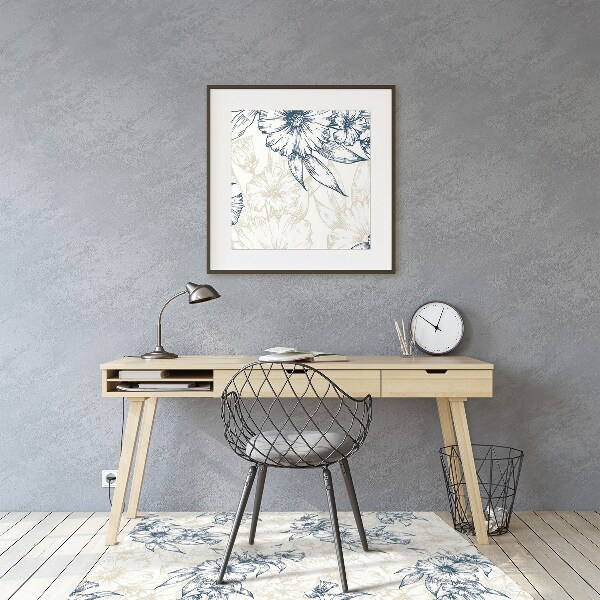 Office chair mat floral art