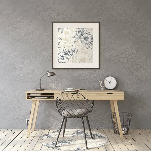 Office chair mat floral art