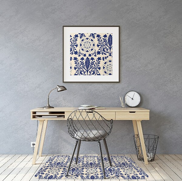 Office chair floor protector blue pattern