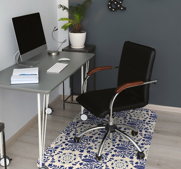 Office chair floor protector blue pattern