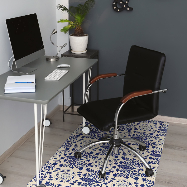 Office chair floor protector blue pattern