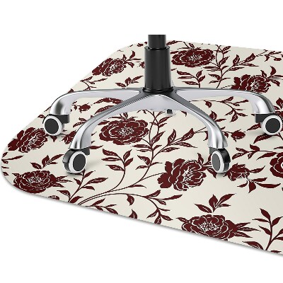 Office chair floor protector maroon flowers