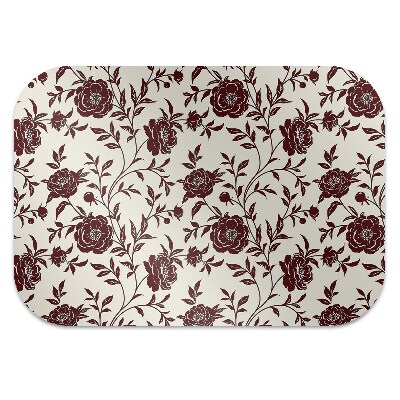 Office chair floor protector maroon flowers