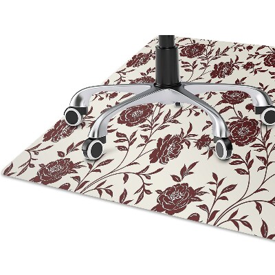 Office chair floor protector maroon flowers