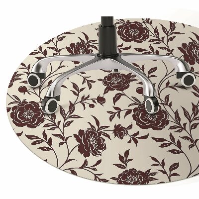 Office chair floor protector maroon flowers