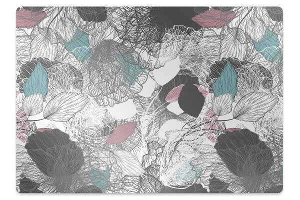 Desk chair mat floral pattern