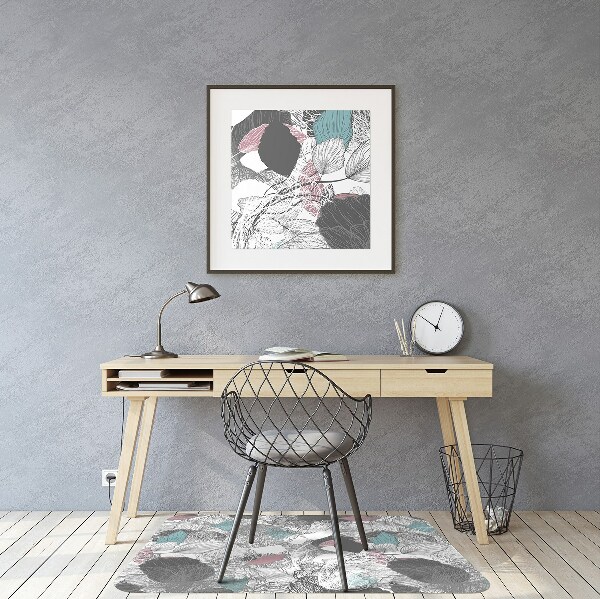 Desk chair mat floral pattern