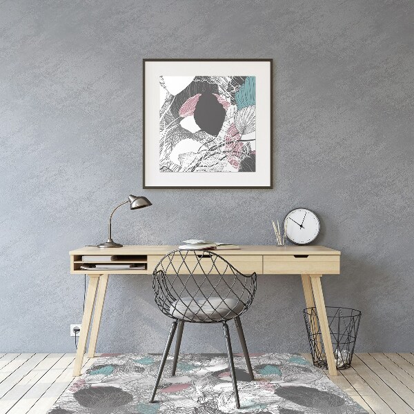 Desk chair mat floral pattern