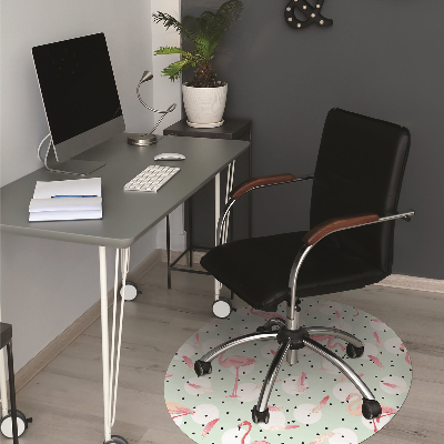 Office chair mat Flamingos and dots