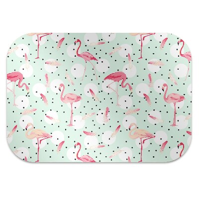 Office chair mat Flamingos and dots