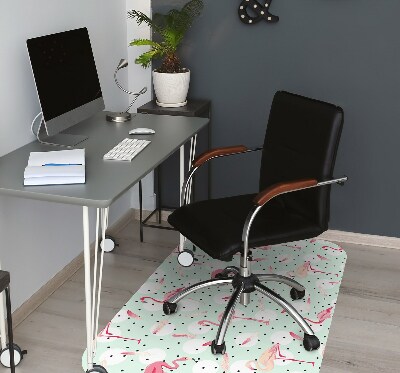 Office chair mat Flamingos and dots