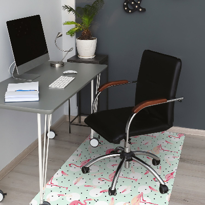 Office chair mat Flamingos and dots