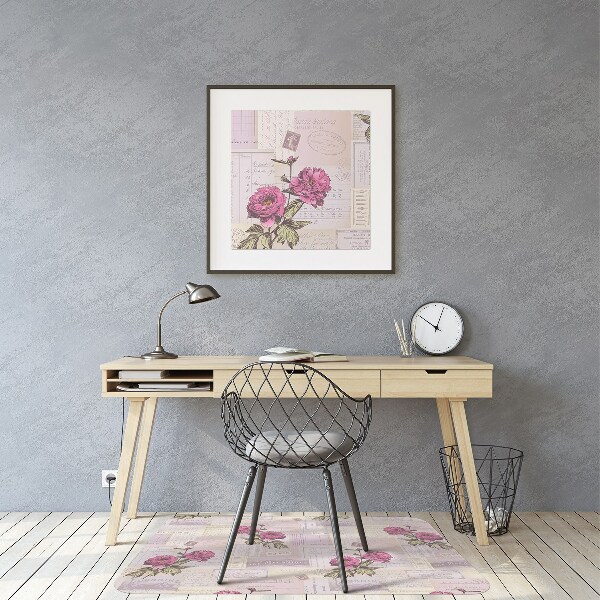 Office chair mat Paper and peonies