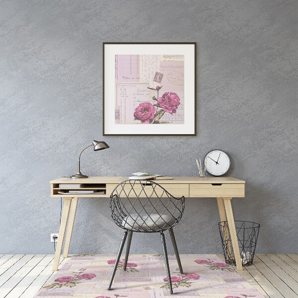 Office chair mat Paper and peonies