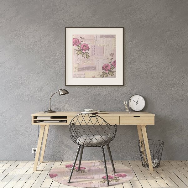 Office chair mat Paper and peonies