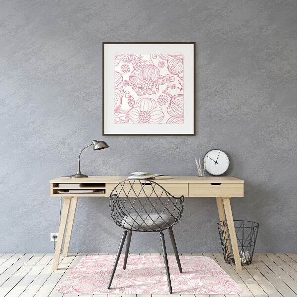 Desk chair mat flowers contour