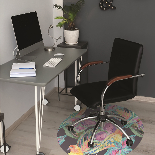 Desk chair mat colorful parrots
