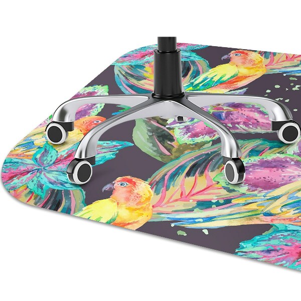 Desk chair mat colorful parrots