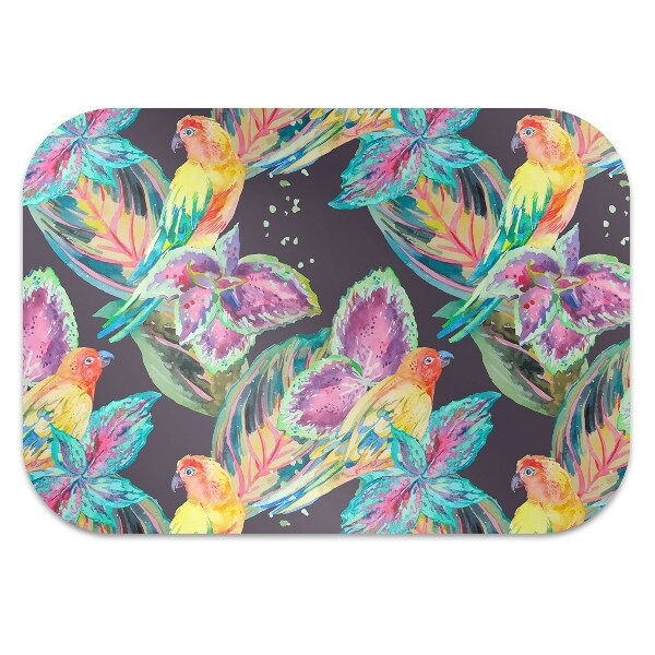 Desk chair mat colorful parrots