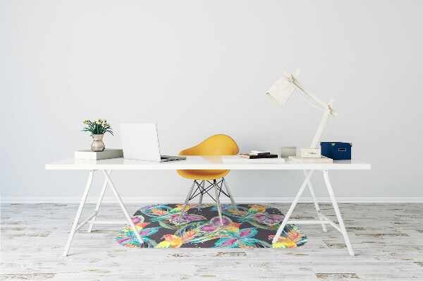 Desk chair mat colorful parrots