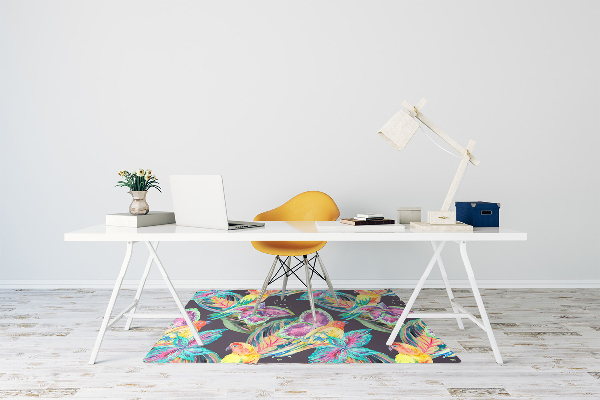 Desk chair mat colorful parrots