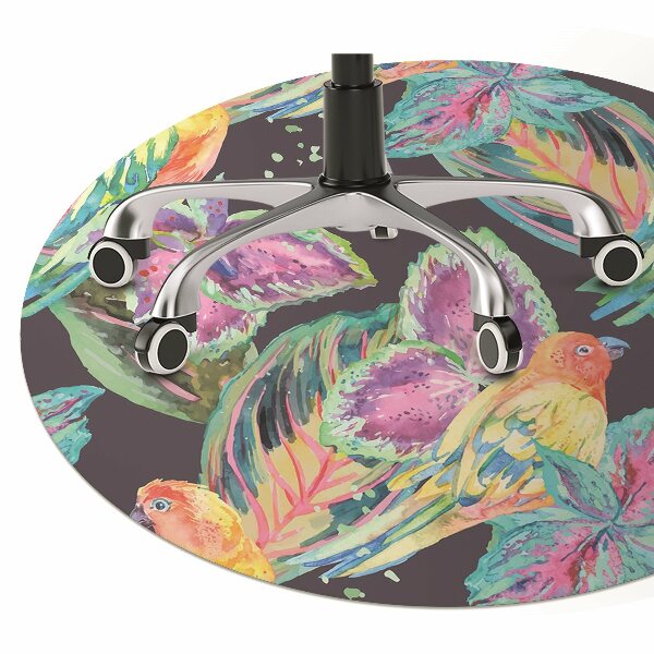 Desk chair mat colorful parrots