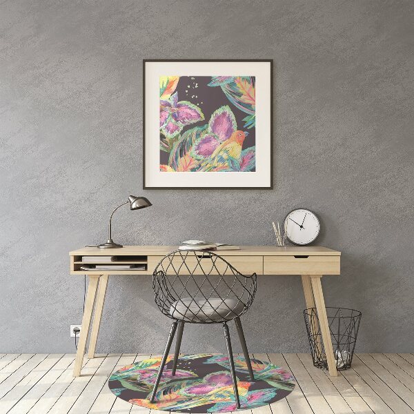 Desk chair mat colorful parrots