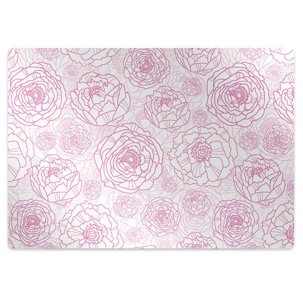 Desk chair mat pink flowers