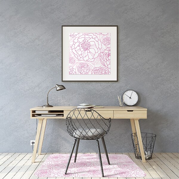 Desk chair mat pink flowers
