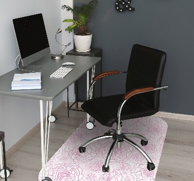 Desk chair mat pink flowers