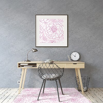 Desk chair mat pink flowers