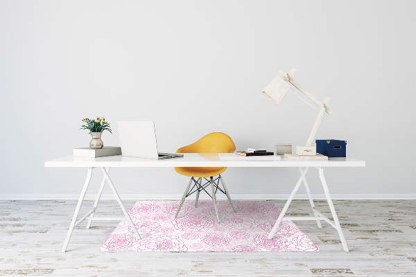 Desk chair mat pink flowers