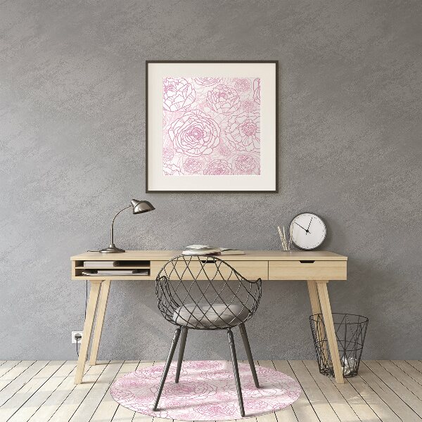 Desk chair mat pink flowers