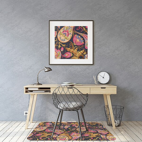 Chair mat floor panels protector colorful Paisley
