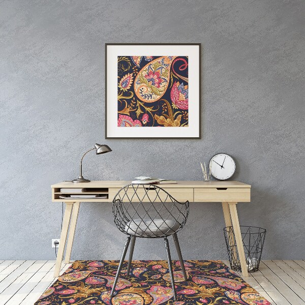 Chair mat floor panels protector colorful Paisley