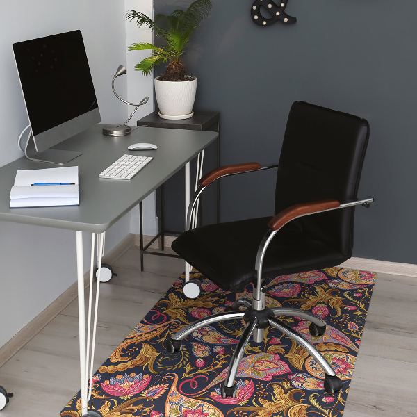 Chair mat floor panels protector colorful Paisley
