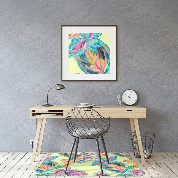 Desk chair mat colorful parrots